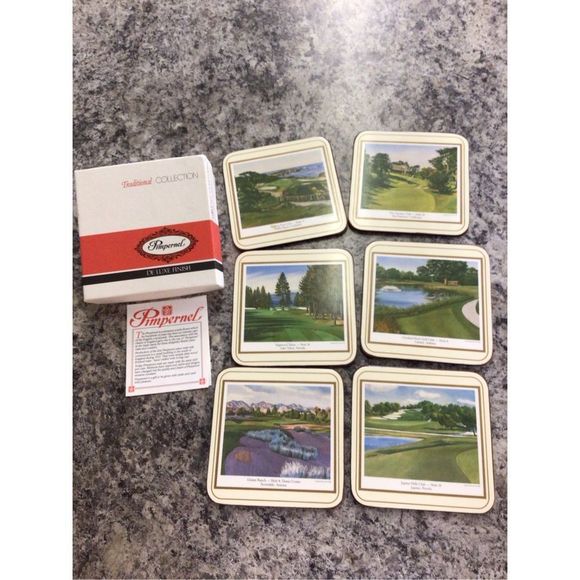 Vintage Pimpernel Deluxe Finish Traditional Collection 6 PC Coasters Original Bo - Picture 1 of 15